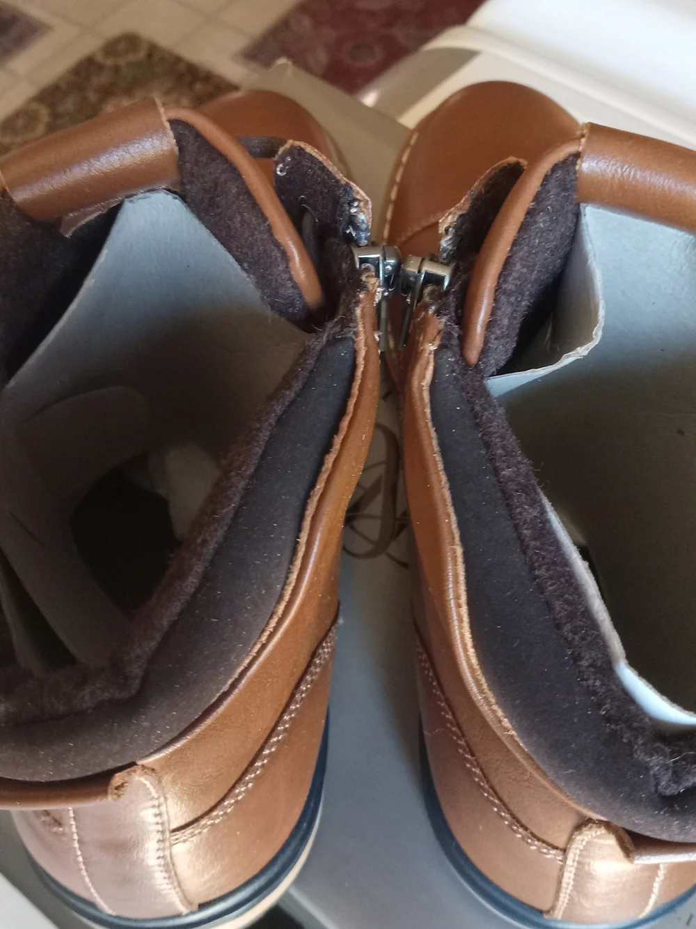 Rock & Republic Men's Tan Lace-Up Boots with Side Zipper